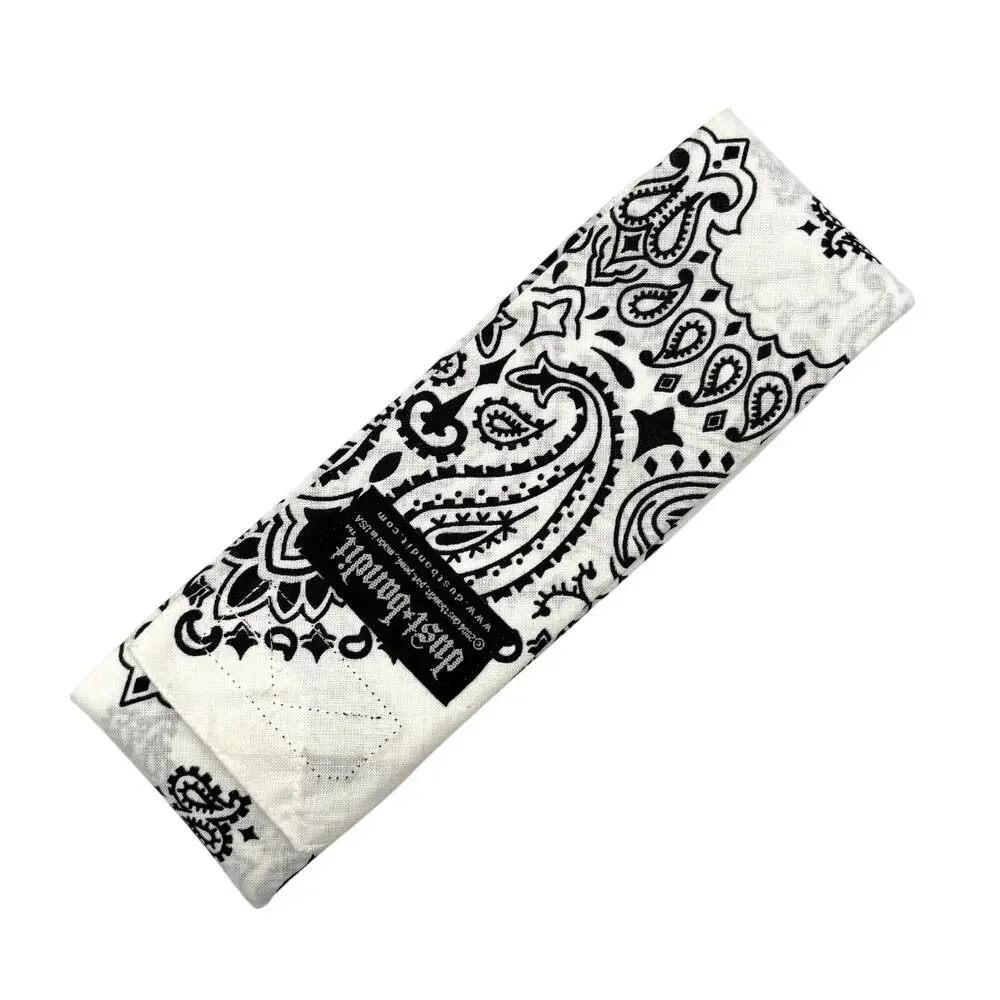 2004 Dust Bandit Handmade White Cotton Bandana Headband w Bling Rhinestones OSFM